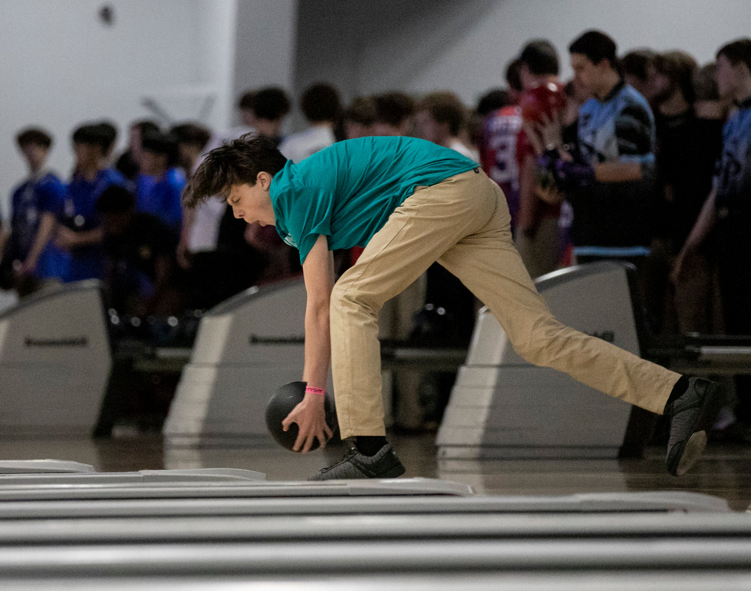 Gulf Shores senior Marshall Egbert fires a shot in warmups before the qualifying round of the South Regional bowling tournament Thursday, Jan. 19, at Eastern Shore Lanes in Spanish Fort. One of three Dolphins recognized, Egbert was named an all-state honorable mention by Alabama high school bowling coaches in the first-ever all-state team assembled.