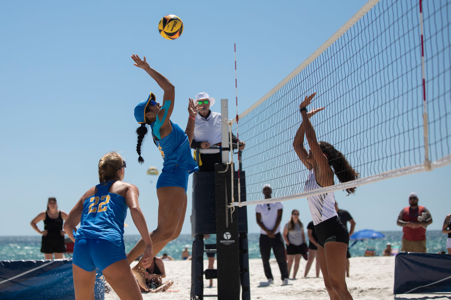 The UCLA Bruins compete in their March to May match against the host UAB Blazers March 20, 2022. Currently ranked No. 3 in the nation, UCLA will be joined by six other top-20 teams returning to Gulf Shores this weekend for the fifth annual spring break tournament at Gulf Place Beach.