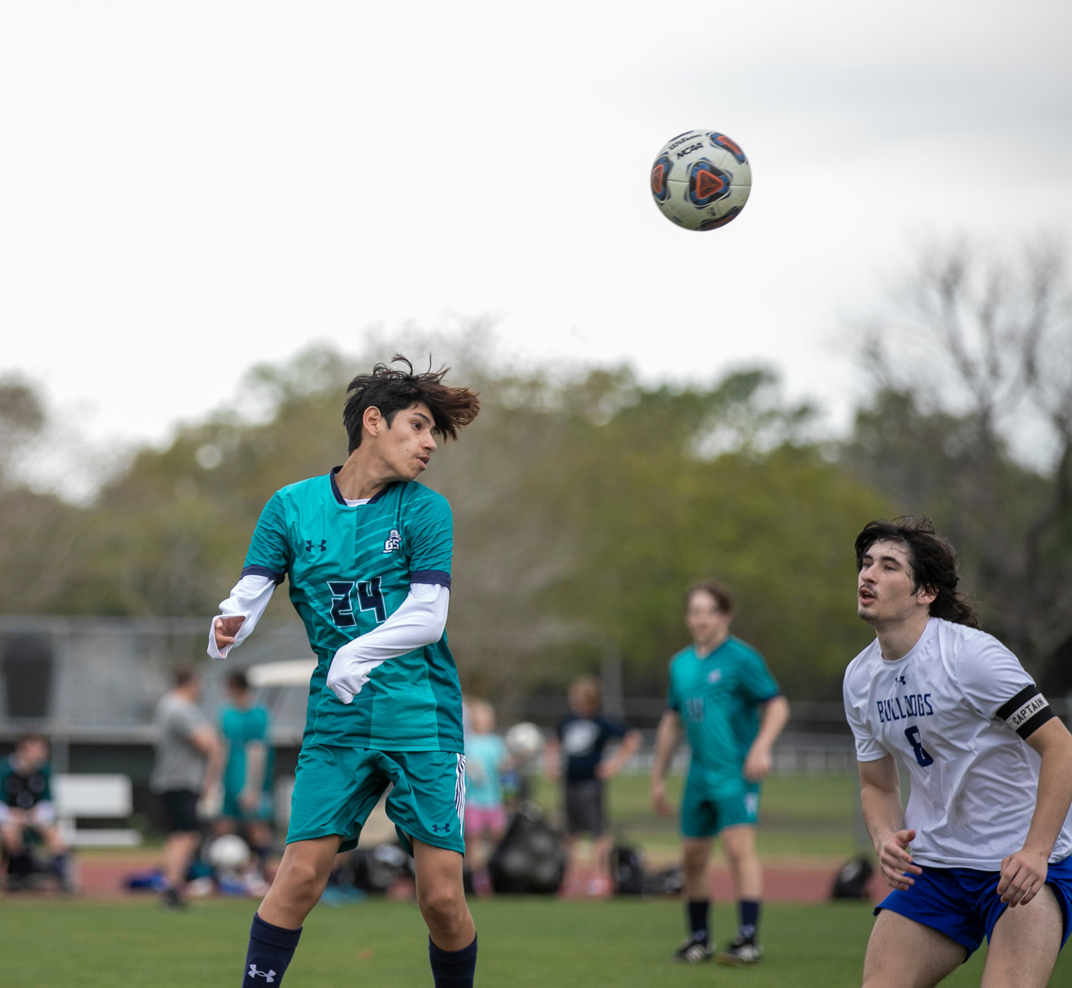 Gulf Shores junior Bryan Orellana makes a play on the ball during the Dolphins’ Island Cup match against the Marbury Bulldogs Saturday, March 11 at home. The fifth-ranked Gulf Shores squad was the highest-ranked boys’ team in the county following March 19’s updated poll.