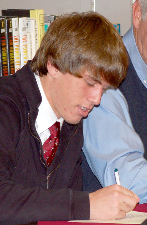 Brandon Silvers signs his National Letter of Intent to join the Troy Trojans football program during a ceremony at Gulf Shores High School Feb. 1, 2012. Silvers graduated as the No. 27 quarterback recruit in the nation and the No. 15 overall prospect in Alabama according to ESPN.