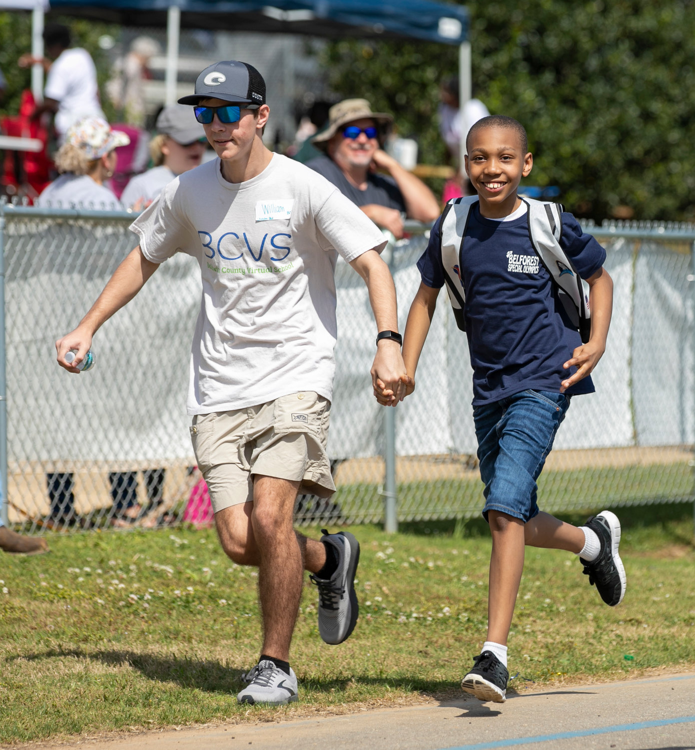 Students from Baldwin County Virtual School and Belforest Elementary teamed up to compete in the Spring Games Thursday in Fairhope to show off their months-long efforts on the track and field.