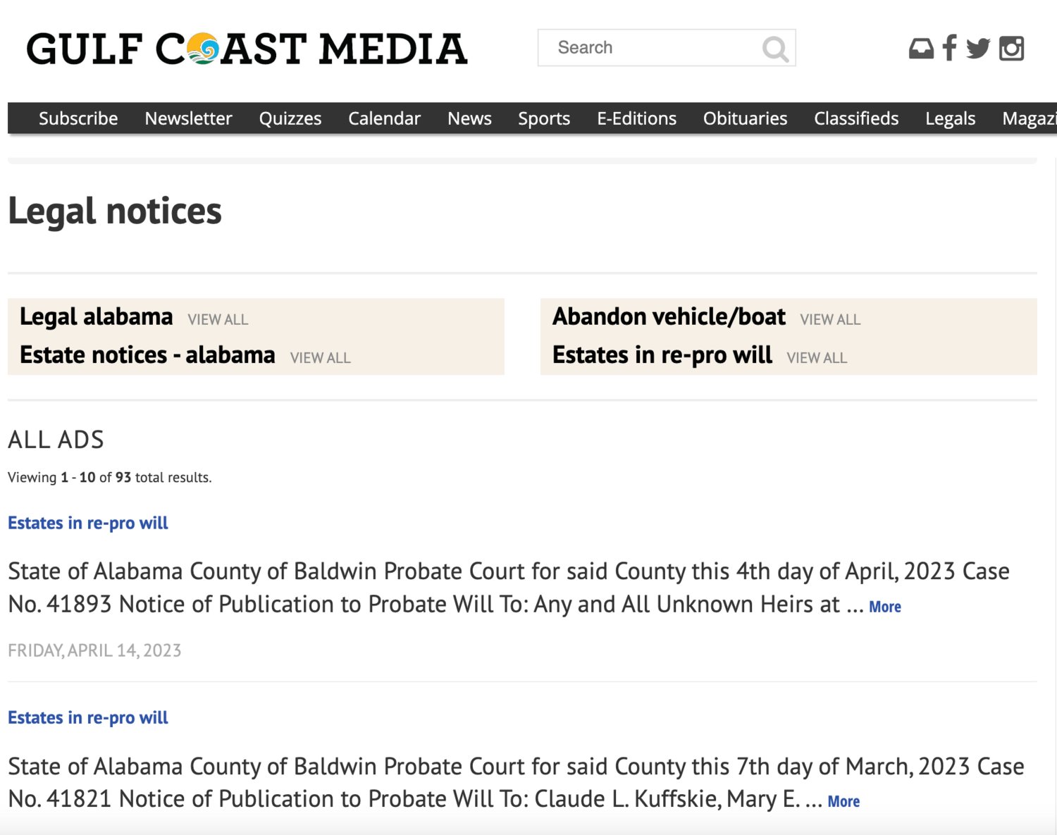 Public notices for Baldwin County are uploaded to GulfCoastMedia.com daily, providing the public an additional outlet to access the records, separated from government.