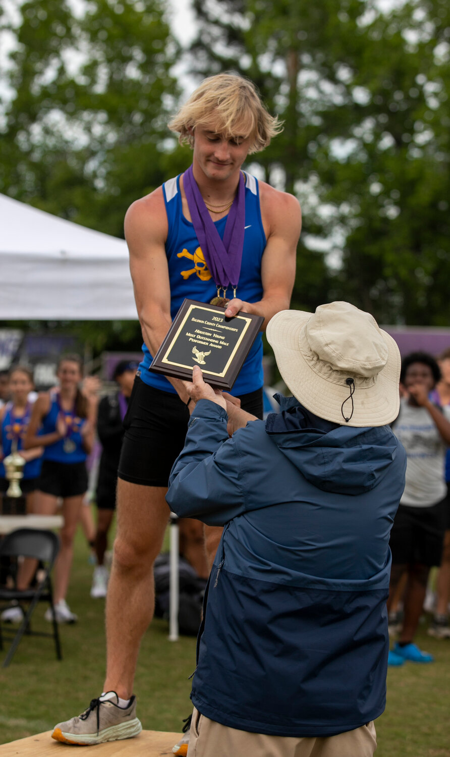 Fairhope junior Ben Klapp won three events and added a third-place finish to represent the Pirates as the Houston Young Most Outstanding Performer at the Baldwin County track and field championships Tuesday in Daphne. Klapp’s 36 points helped Fairhope win the team competition with an 89-point lead.