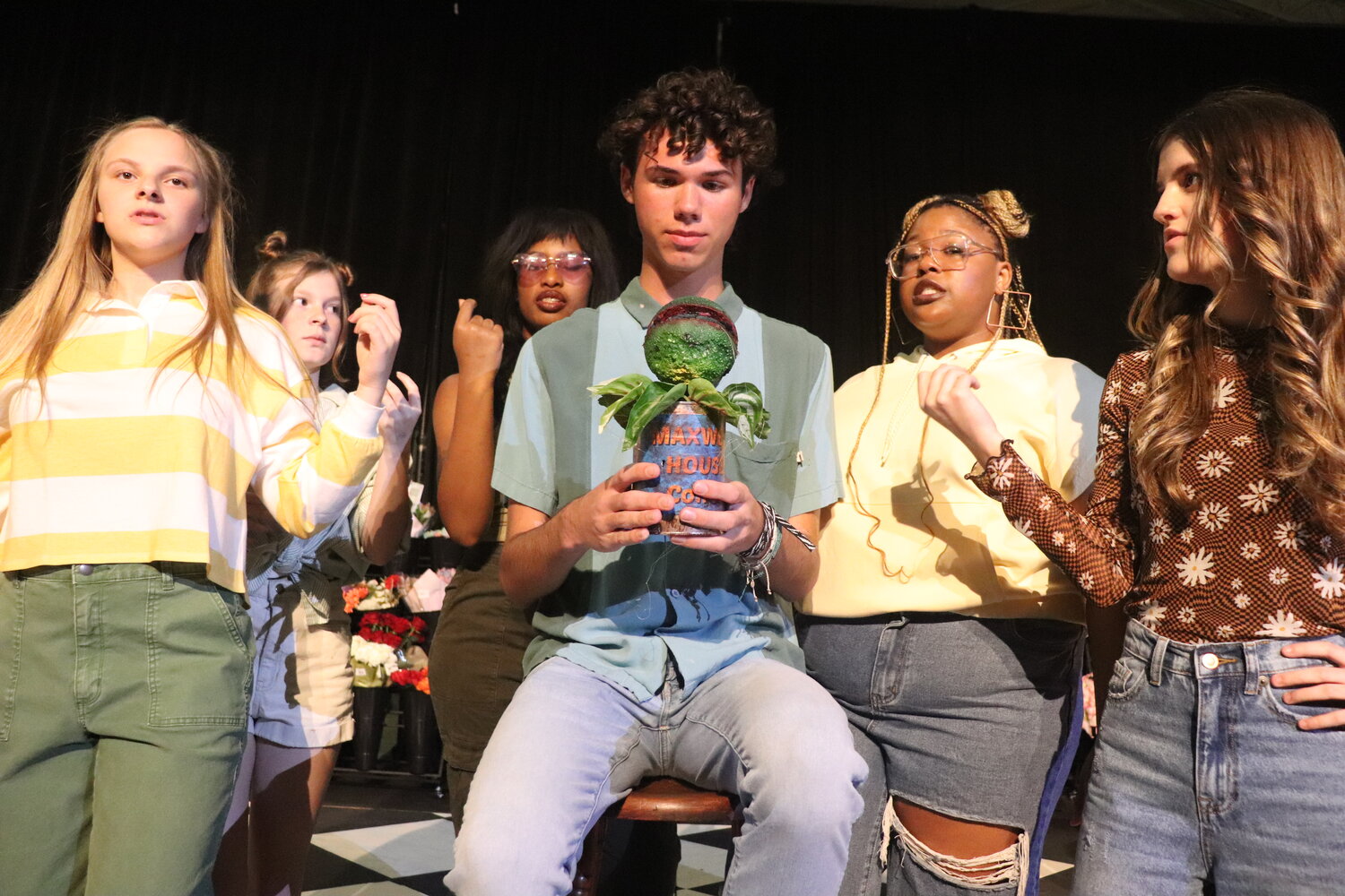 The doo-wop stylings of "Little Shop of Horrors" will fill Spanish Fort High School as students there perform the musical comedy. Here (pictured left to right) Kyla Berry, Parker Pitre, Madison London, Mackenzie Nero, Mia McKray, and Hayden Taylor (center) rehearse.