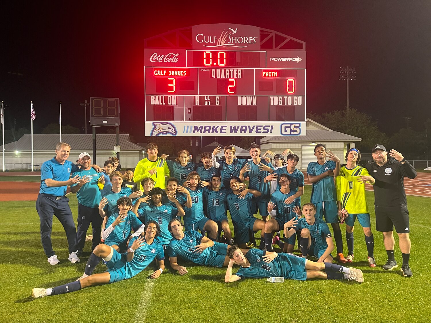 With a 3-0 win over the Faith Academy Rams at home, the Dolphin boys’ soccer team punched its first ticket to the AHSAA’s Class 5A semifinals this Friday. Gulf Shores is set to face Elmore County in Huntsville.