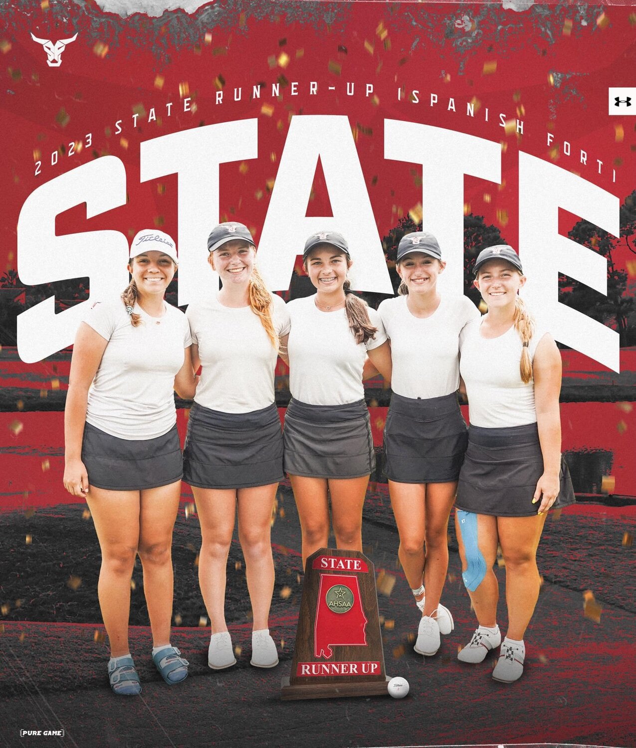 The Spanish Fort Toro girls’ golf team competed at the RTJ Grand National Golf Course in Opelika and returned with a Red Map trophy following their runner-up finish at the Class 6A state tournament. Ashlynd Madden led the way with a two-round total of 152 and was joined by all of her teammates in finishing in the top 15 individually.
