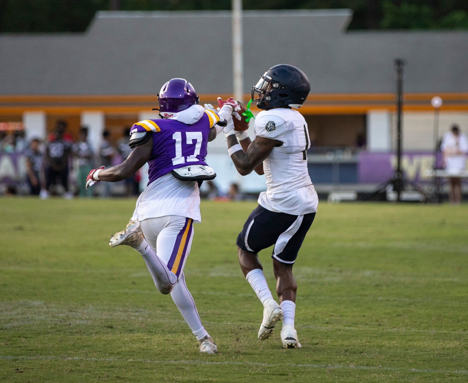Foley rising senior Perry Thompson hauls in a deep pass for one of his two long catches of Friday’s spring game against the Daphne Trojans on the road.
