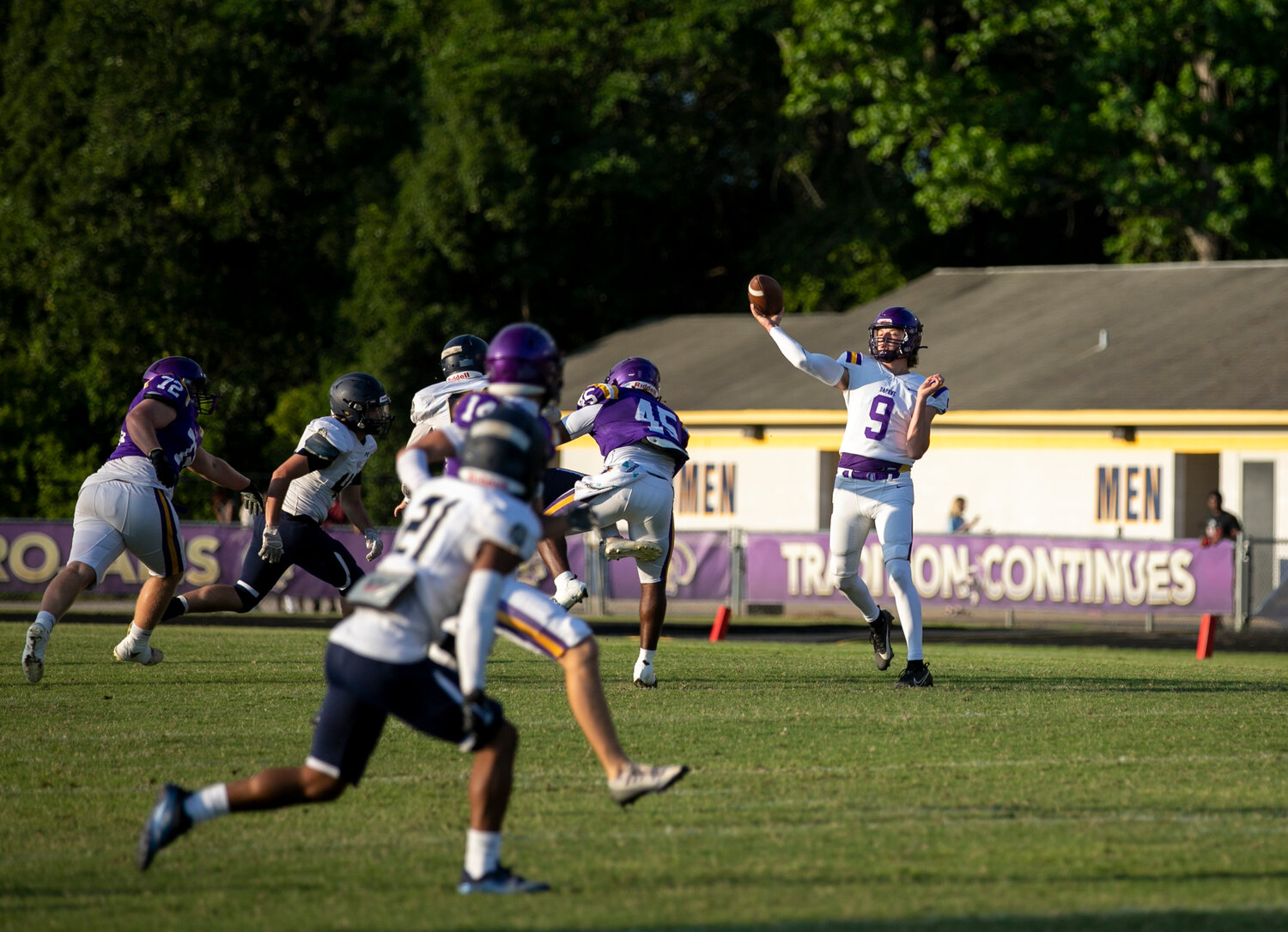 Daphne rising senior Landen Snow loads up a pass Friday, May 19, during the Trojans’ spring game against Class 7A Region 1 rival Foley at Jubilee Stadium.