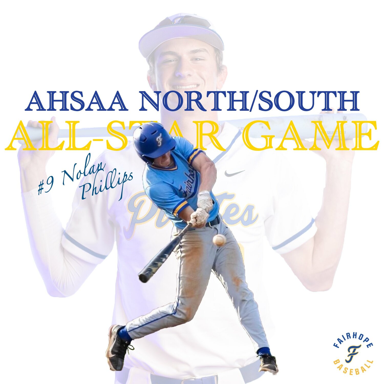 Fairhope junior Nolan Phillips was among three Baldwin County baseball players named to the South All-Star roster Monday. The outfielder will represent the Pirates July 17 at Riverwalk Stadium in Montgomery as part of the AHSAA All-Star Week.