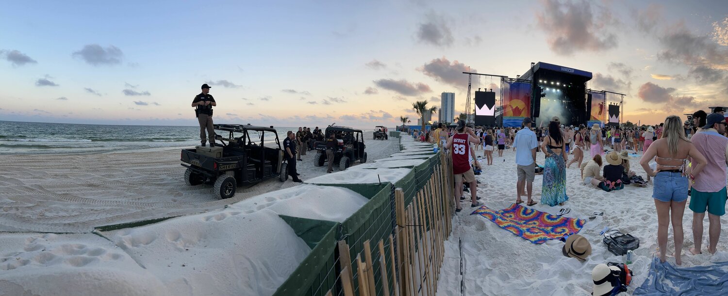 Gulf Shores Beach Safety lines the shore during Hangout Music Festival 2023.
