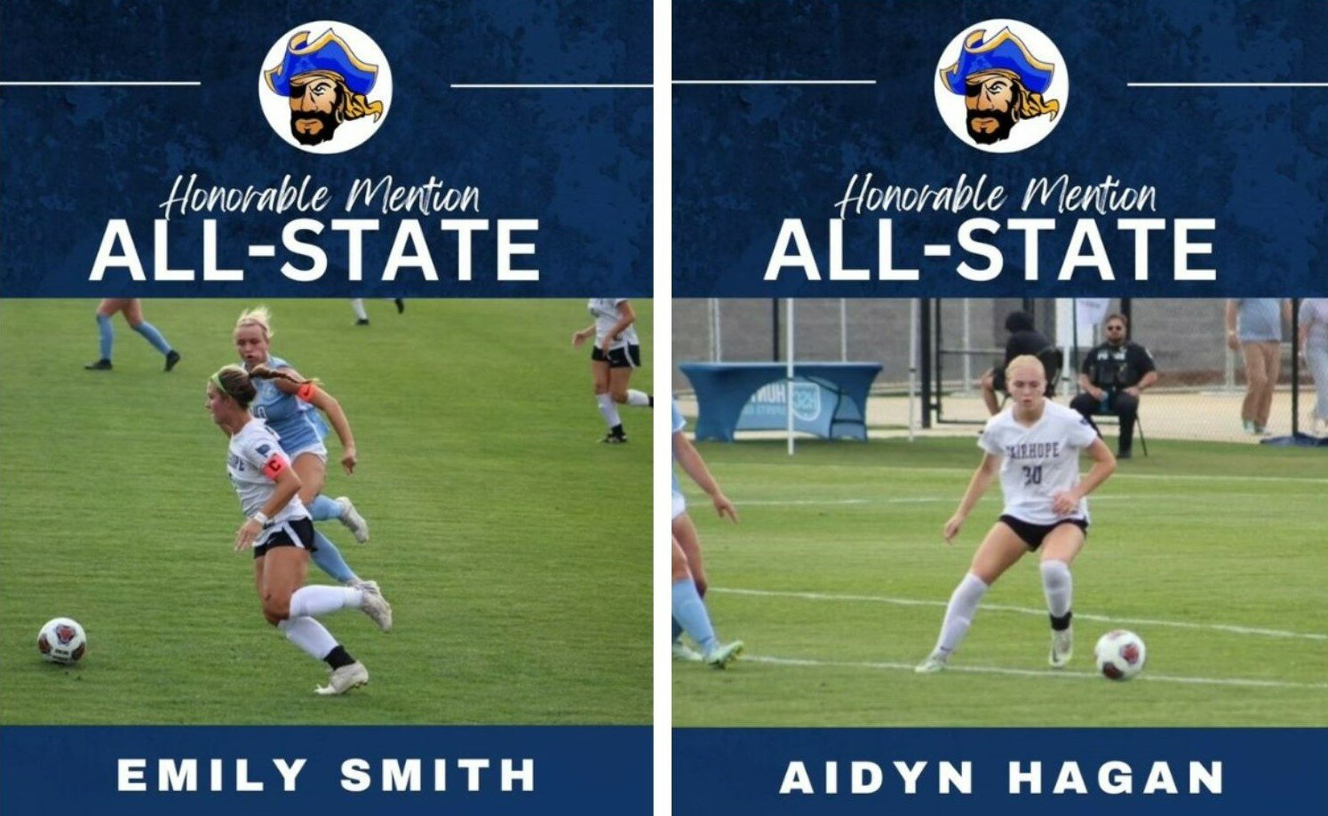 Emily Smith and Aidyn Hagan, as well as Emma Coffey, Ansley Warner, Peyton Davis and Harper Duffy, were all named to the AHSAA soccer coaches’ all-classification, all-state team as honorable mentions. The Fairhope Pirates’ six selections was tied for the most in Baldwin County among the 77 total local all-state representatives.