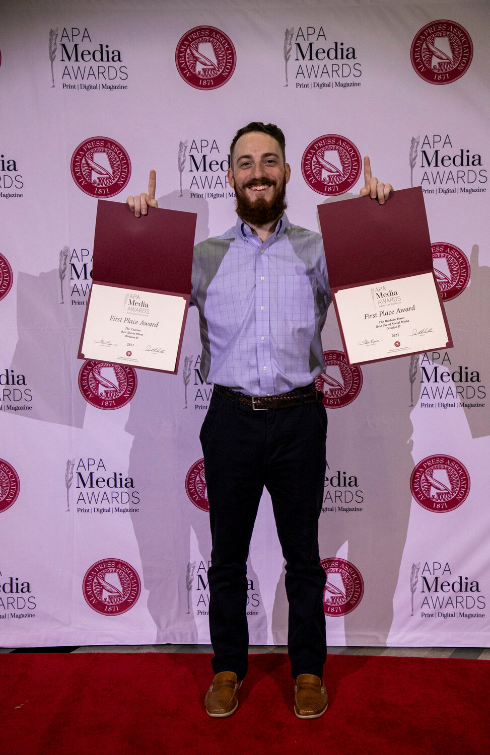 At Saturday’s banquet for the Alabama Press Association’s media awards in Orange Beach, first-place honors for sports photography and use of social media went to Gulf Coast Media and Sports Editor Cole McNanna.