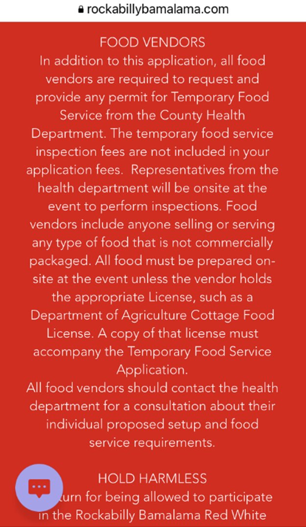 According to the vendor application on the Rockabilly website, “Representatives from the health department will be onsite at the event to perform inspections.” Vendors, such as the owners of Paw Paw's Roasted Corn and More, reported discrepancies between the advertised festival arrangements and the reality on-site. Maria and Henry Gavin expressed disappointment, noting that representatives from the health department, as promised, were absent.