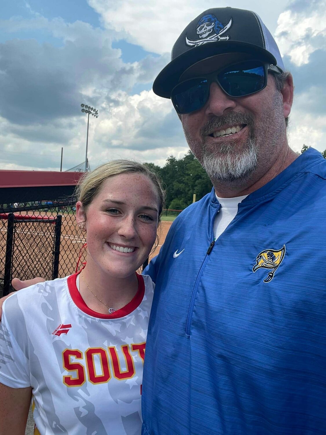 Fairhope head softball coach Trevor Powell caught up with Jesslyn Gordon after the AHSAA North-South softball classic on Wednesday, July 19, at Lagoon Park in Montgomery. Gordon was one of three softball players from Baldwin County named to the South All-Star roster.