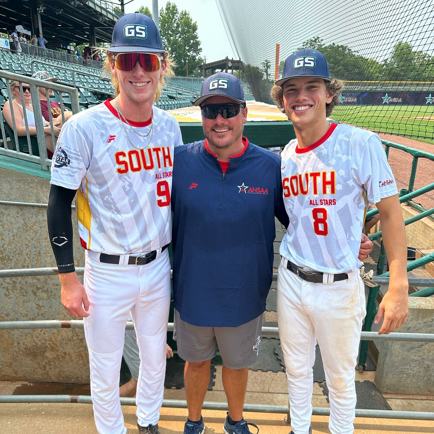 The Gulf Shores baseball program was represented by Mac Anderson, head coach Chris Jacks and Connor Gehr at the annual AHSAA North-South All-Star contest on Monday, July 17, at Riverwalk Stadium. Anderson threw four strikeouts in two innings pitched and Gehr provided an RBI hit that helped secure a tie in Game 2.