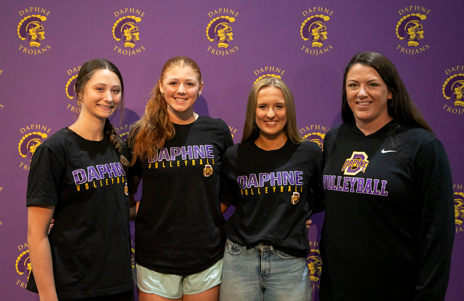 The host Daphne Trojans were represented by Ella Lomax, AG Chason, Lucy McCoy and head coach Casey Craig on Monday, Aug. 7, for the Volleyball Media Day at Trojan Hall. Ten local teams previewed their upcoming season and highlighted players to watch.