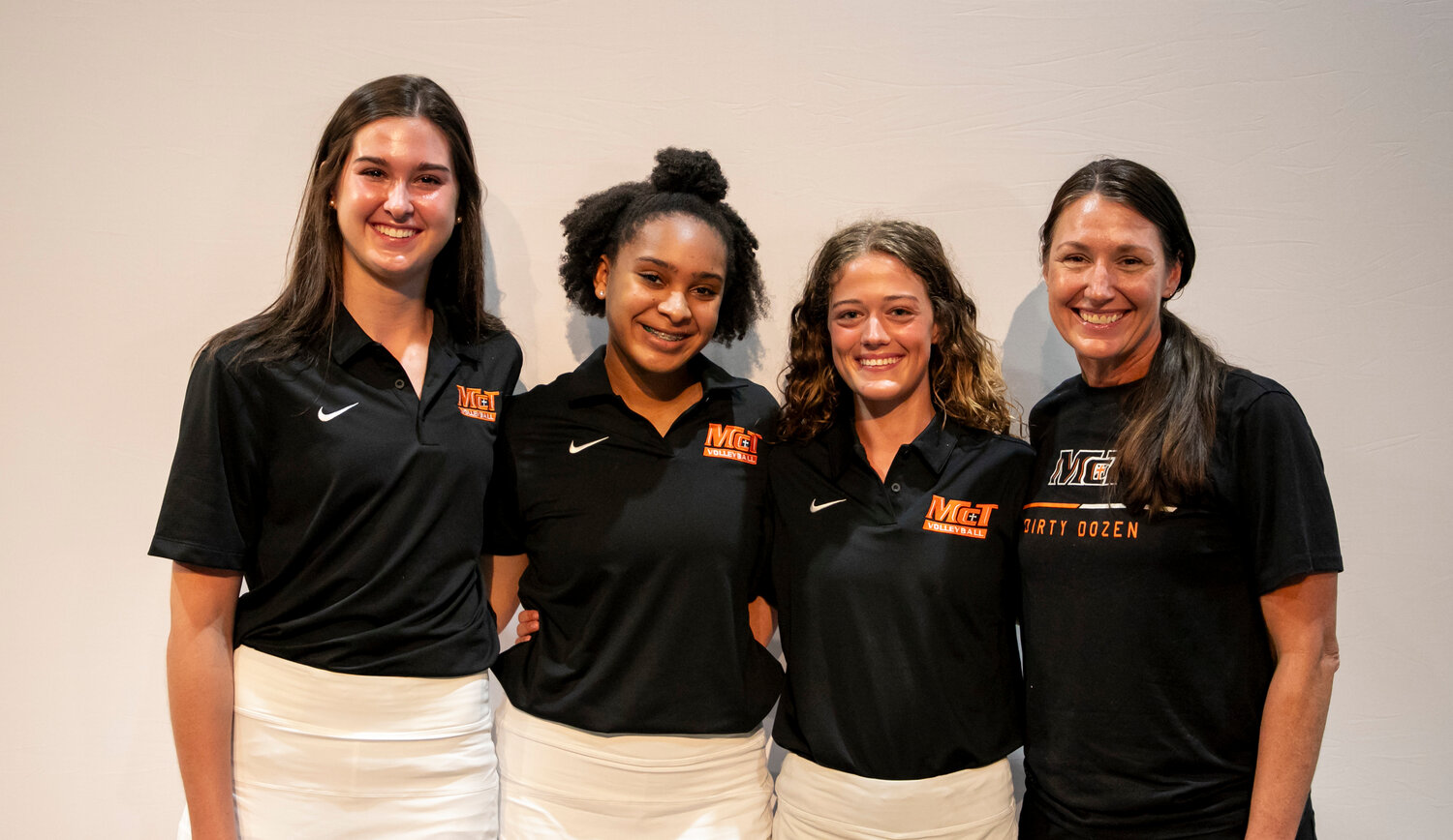 McGill-Toolen’s Emma Moore, Chelsea Daffin, Laura Boykin and head coach Kate Wood took part in the Volleyball Media Day at Trojan Hall in Daphne on Monday, Aug. 7, where Wood said this senior leadership group has had the best start to a season in her nine years at the helm. Once again, the Yellow Jackets enter the season as defending champions after claiming the Class 7A crown last year.