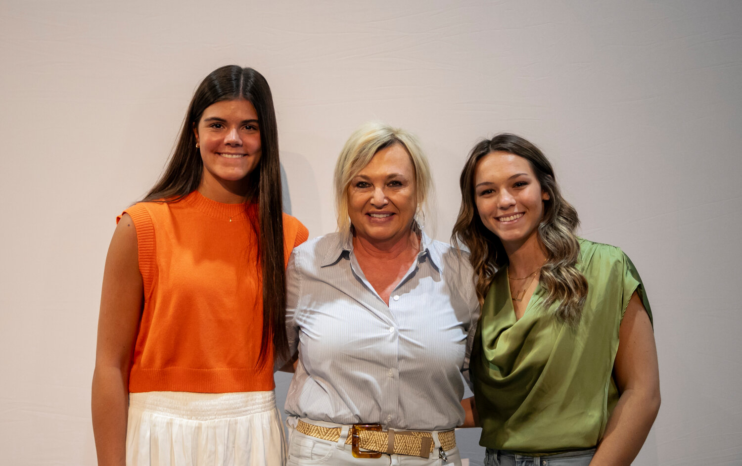 Amelia Edgeworth, head coach Karen Atkins and Ensley Keel came from Orange Beach to represent the Makos at Volleyball Media Day in Daphne on Monday, Aug. 7. As AHSAA teams officially opened practice the same day, local squads converged on Daphne High School to preview the campaign.