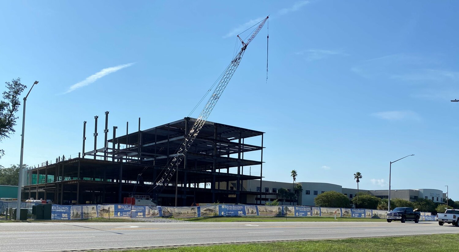 Construction continues for the $200 million expansion of the South Baldwin Regional Medical Center. The hospital will be the center of Foley’s new Medical Overlay District.