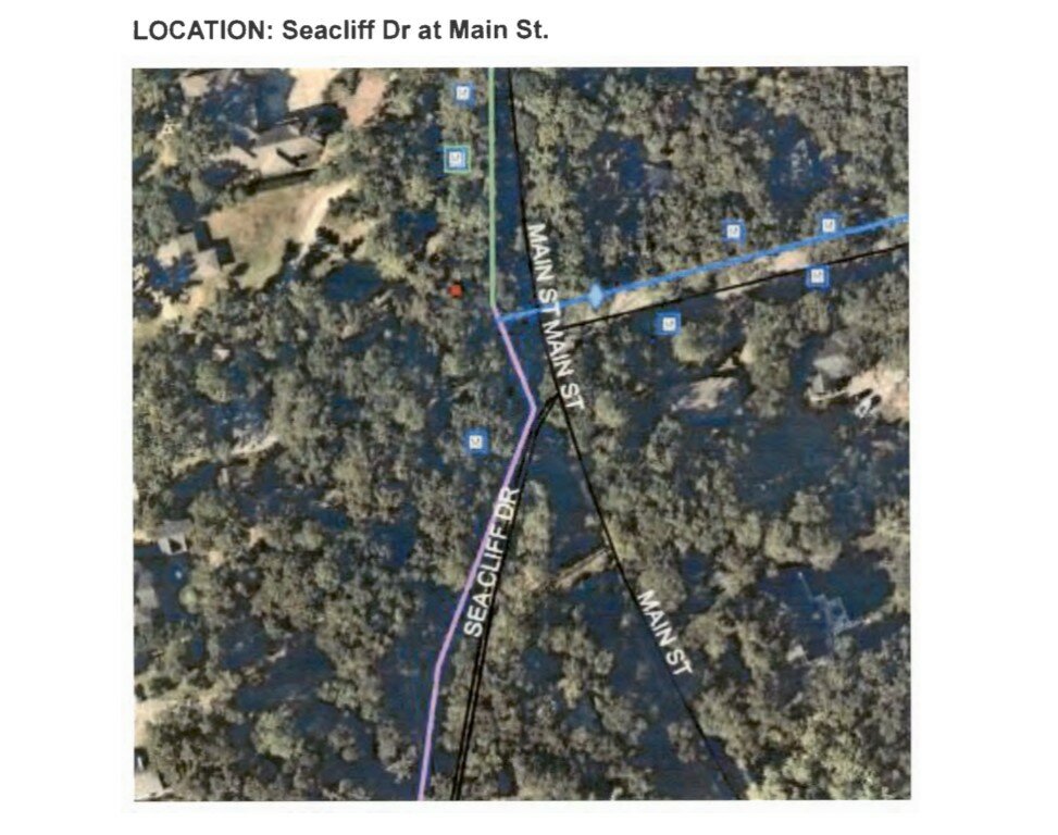 The water line for the water connection project between Fairhope Utilities and Daphne Utilities will run down Seacliff Drive at Main Street.