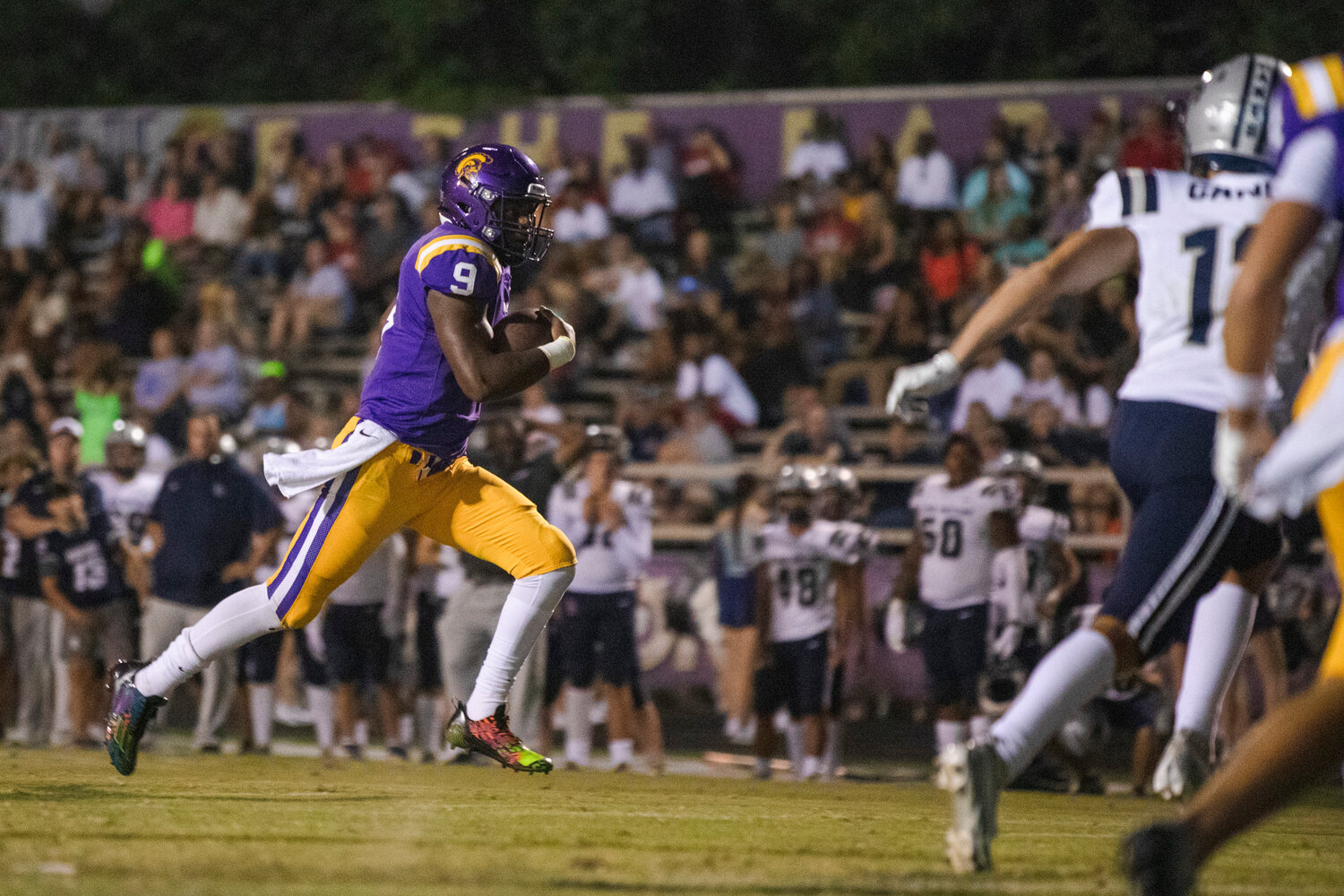 Trojan quarterback Jamar Malone hits the open field on his rushing touchdown that complemented three passing touchdowns to help Daphne open play within Class 7A Region 1 with a 49-35 win over Alma-Bryant at home on Friday, Sept. 8. The Trojans are set to hit the road on Friday to face the Davidson Warriors.