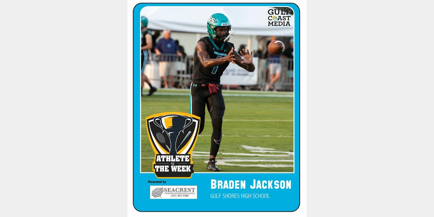 After his third pick-six on Friday, Gulf Shores senior Braden Jackson also stole the win from Week 7's Seacrest Furniture Athlete of the Week contest.