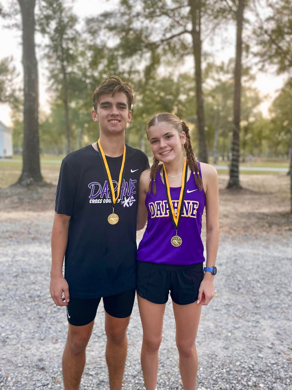 Daphne junior Sam Sternberg and senior Sophie West earned All-County distinction with top-15 finishes in their respective races at Bicentennial Park on Thursday, Oct. 19, during the Baldwin County Championships. Sternberg finished 9th overall and West crossed the finish line in 14th place.