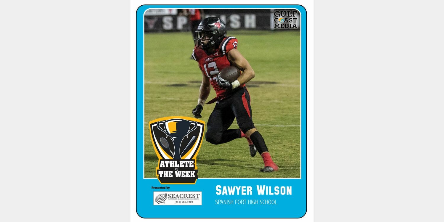 Spanish Fort junior Sawyer Wilson produced a 2-touchdown, 140-yard performance in the Toros' 45-0 win over Robertsdale to also earn Seacrest Furniture Athlete of the Week honors. Gulf Coast Media readers selected the Spanish Fort running back out of the most-voted-on poll so far.