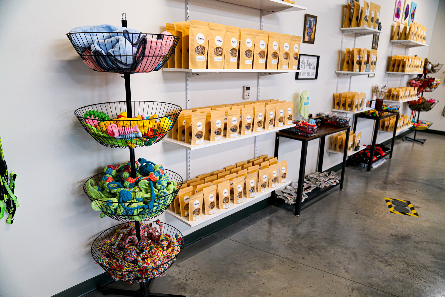 The store offers a wide variety of treats, leashes, pet beds, grooming tools and stylish accessories for fashionista pets.