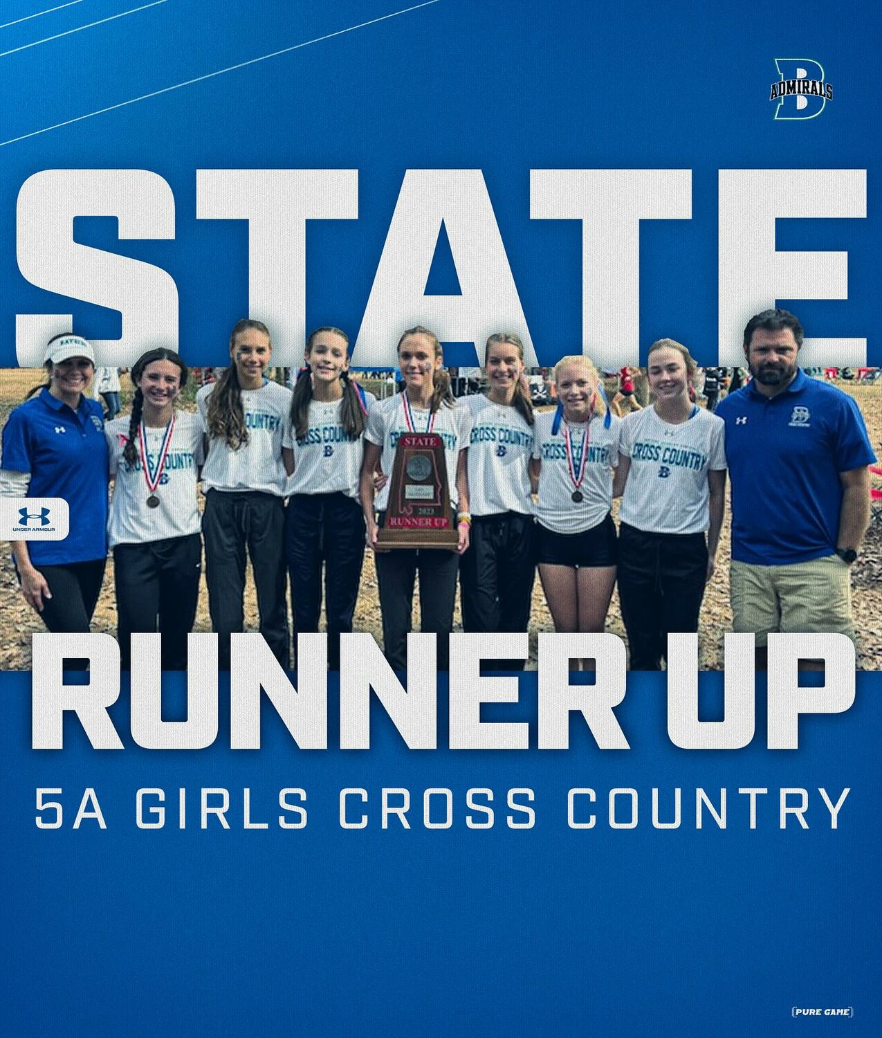 The Bayside Academy girls’ cross country team earned a Red Map trophy as Class 5A runners-up during Saturday’s AHSAA finals in Moulton. Junior Catherine Doyle helped lead the Admirals with a second-place finish where she was joined by four more teammates in the top 20.