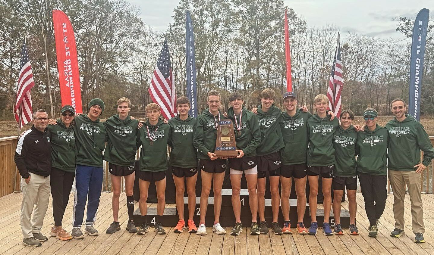 The Bayshore Christian Eagles had all seven point-scorers record top-30 finishes at the AHSAA’s Class 3A State Championship meet in Moulton on Saturday, Nov. 11. Junior Caden Phillippi crossed the finish line first to claim an individual title as well.