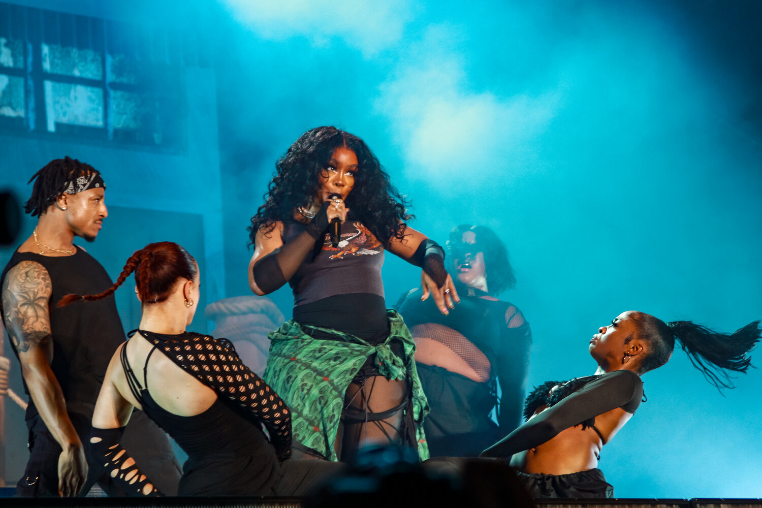 Headliner SZA performing at the 2023 Hangout Fest.