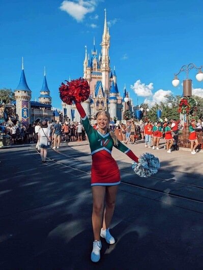 Daphne High School cheerleader pictured at Disney World in Orlando, Florida.