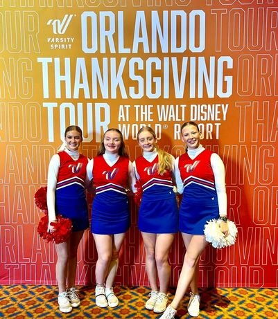 Daphne Middle School cheerleaders pictured at the annual Thanksgiving Day Parade at Disney World in Orlando, Florida.