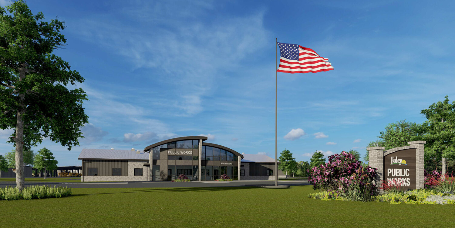 Rendering of the new Public Works facility.