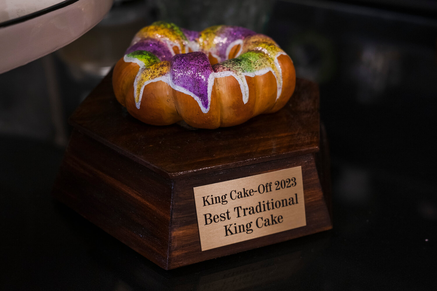 Gourmet Goodies walked away from the 2023 King Cake-Off with the first-place trophy in the traditional king cake category with their sweet heat king cake.