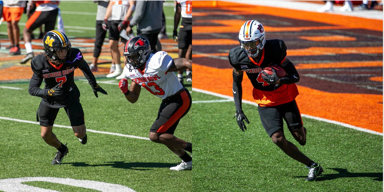 Spanish Fort alumni Kris Abrams-Draine and DJ James had their second Senior Bowl practice on Wednesday, Jan. 31, at Hancock Whitney Stadium in Mobile. The pair used the lessons they learned as Toros to reach the verge of the NFL Draft.