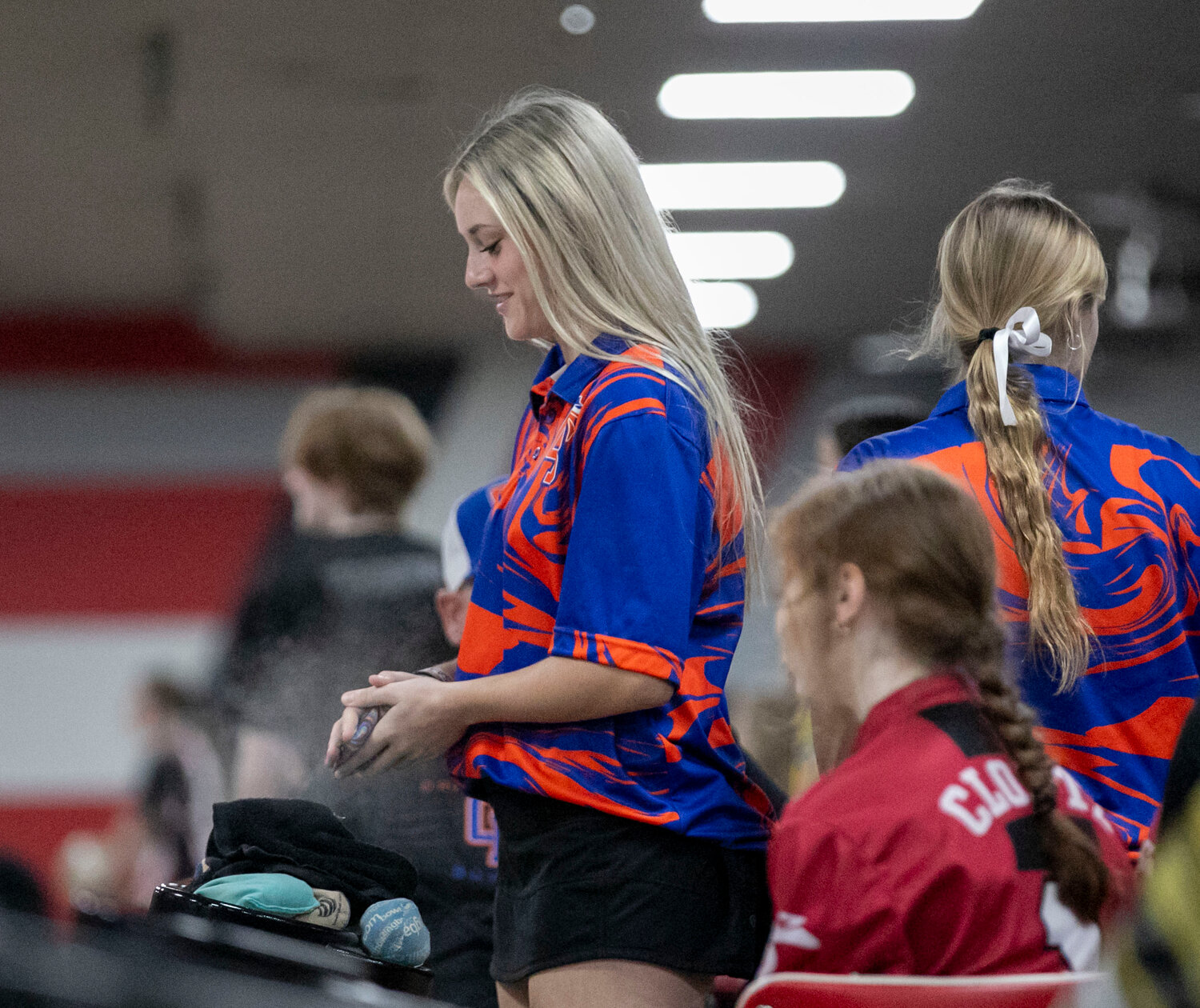 Addy Oldham prepares for her turn at Thursday’s traditional round of play in Mobile for the AHSAA state bowling championships. After the dust settled on the seeding, Oldham and the Orange Beach Makos will enter Friday’s state finals as the No. 7 seed in the Class 1A-5A bracket.