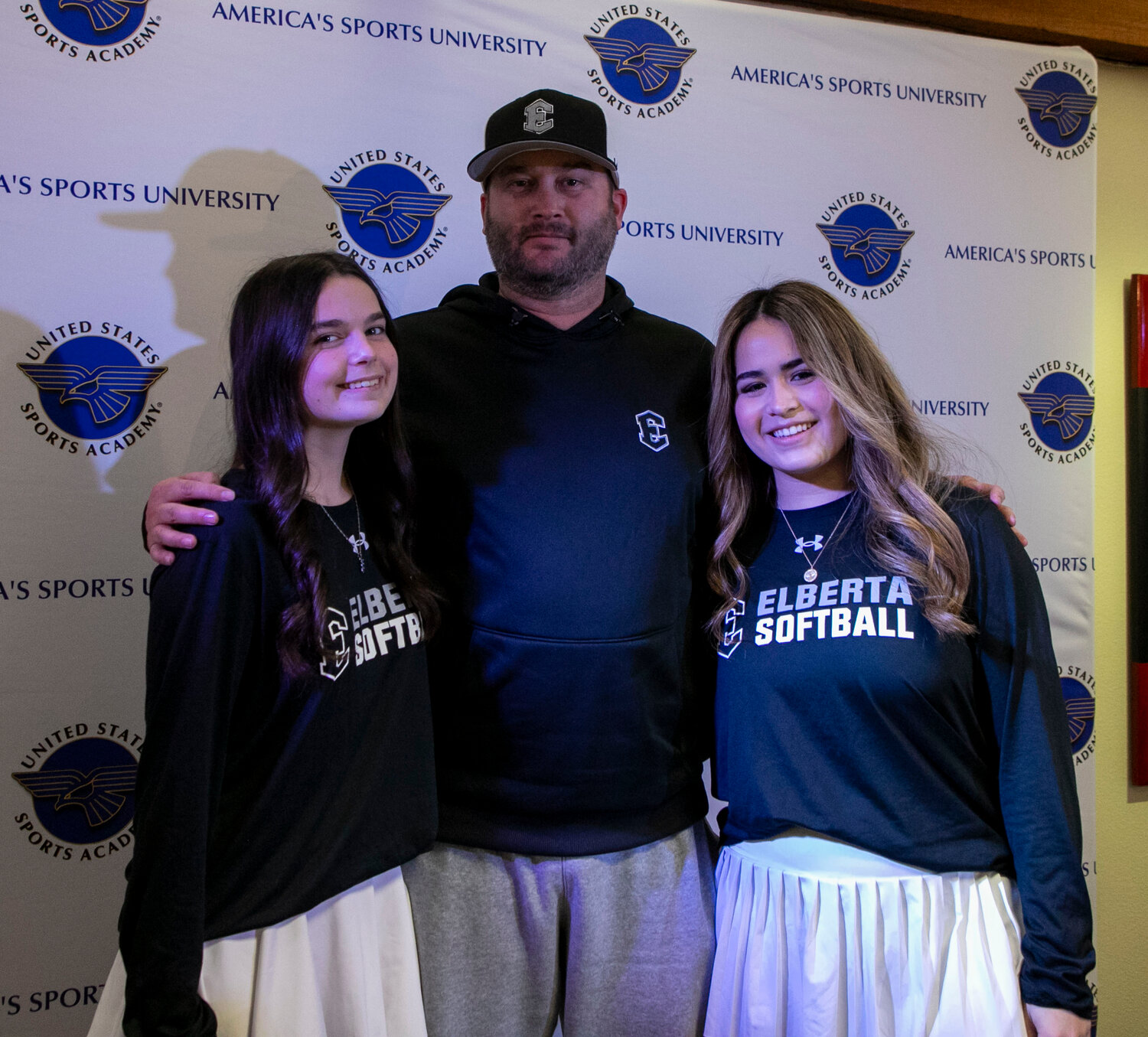 Elberta senior Brooklyn Ward, head coach Keith Jones and senior Gabriela Alanis talked with the press to preview their upcoming softball season at Daphne’s United States Sports Academy on Tuesday, Feb. 6.