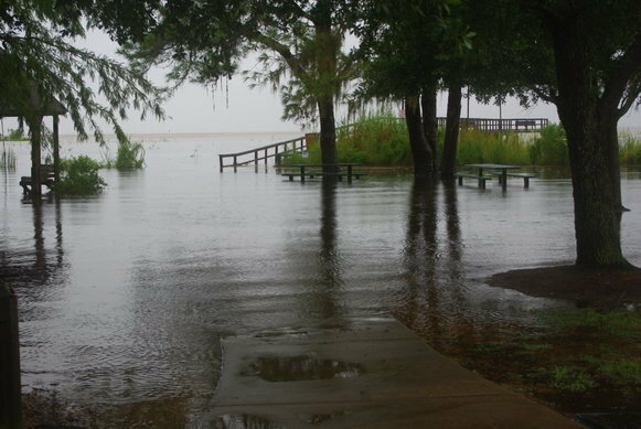 Bayfront Park in Daphne is flooded by Hurricane Ida in 2021.