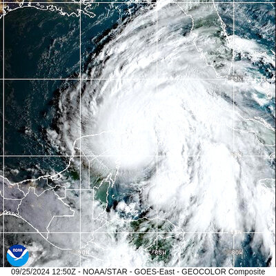 Helene is seen as a tropical storm on Tuesday morning approaching the Gulf of Mexico with a targeted path toward Florida's Big Bend.