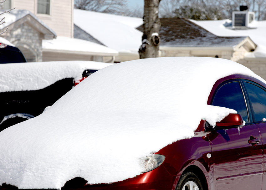 Record-setting snowfall and a covering of ice blankets Cedar Park and Leander, Texas, on February 15, 2021.