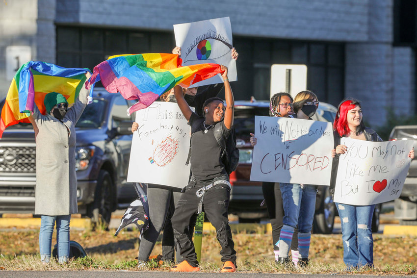Students protest at Gaither High in Tampa against what critics call the &quot;Don't say gay&quot; bills on Monday, Feb. 14, 2022. (Ivy Ceballo/Tampa Bay Times via ZUMA Press Wire/TNS)
