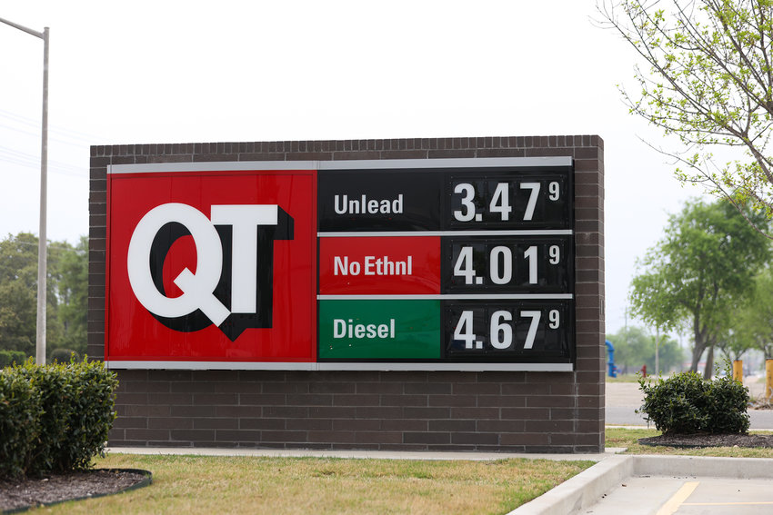 A sign at the Quik Trip gas station and convenience store on U.S. 183 at New Hope Road in Cedar Park, Texas, on April 11, 2022.