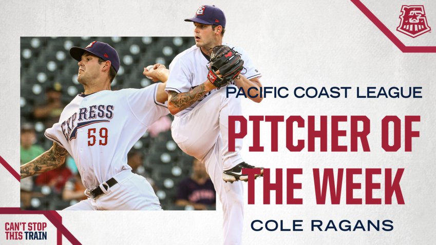 Express pitcher Cole Ragans was named the PCL Pitcher of the Week for June 20-26 as announced by Minor League Baseball on Monday afternoon.