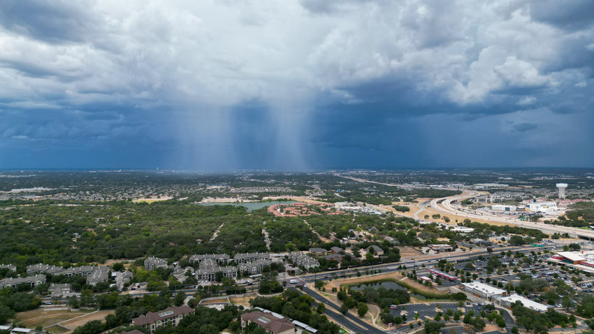 A thunderstorm moves into Cedar Park and Leander last Thursday to drop the first measurable rainfall in more than six weeks last Thursday.