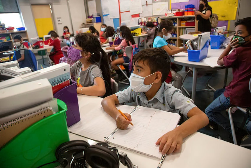 Students work in class at Sanchez Elementary School in Austin on Nov. 10, 2021.