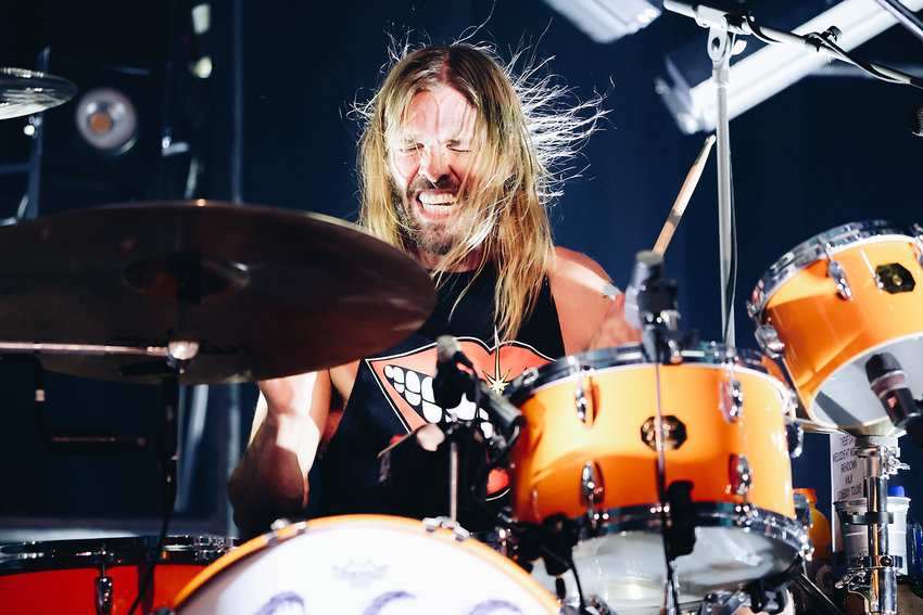 The late Taylor Hawkins performing with the Foo Fighters in Feb. 2022.