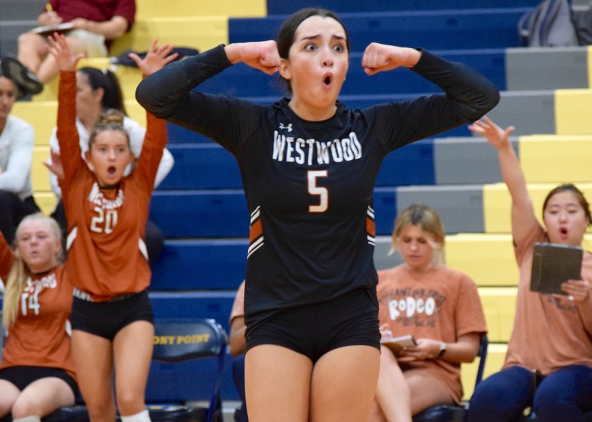 Senior libero Lola Fernandez and Westwood beat Stony Point in five sets on Tuesday night to stay undefeated in district play.