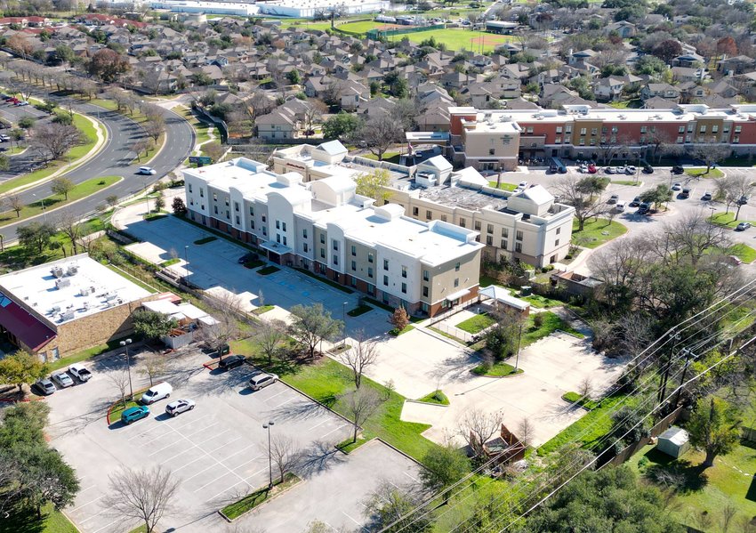 Pecan Gardens, the former Candlewoods Suites hotel site at 10811 Pecan Park Boulevard in the Austin section of Williamson County, that the City of Austin plans to use to provide permanent, supportive housing for people 55 and older who are experiencing chronic homelessness.